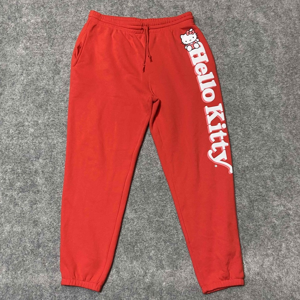 Sanrio Hello Kitty Sweatpants Women XL Red Joggers Graphic Fleece Hybrid Apparel